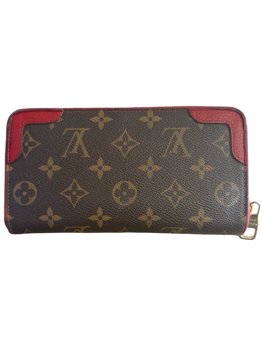 Louis Vuitton Monogram Retiro Zippy Wallet LV Auth Red Interior